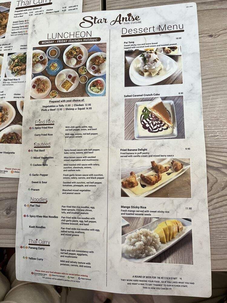 Star Anise Thai Cuisine - San Diego, CA menu_pic