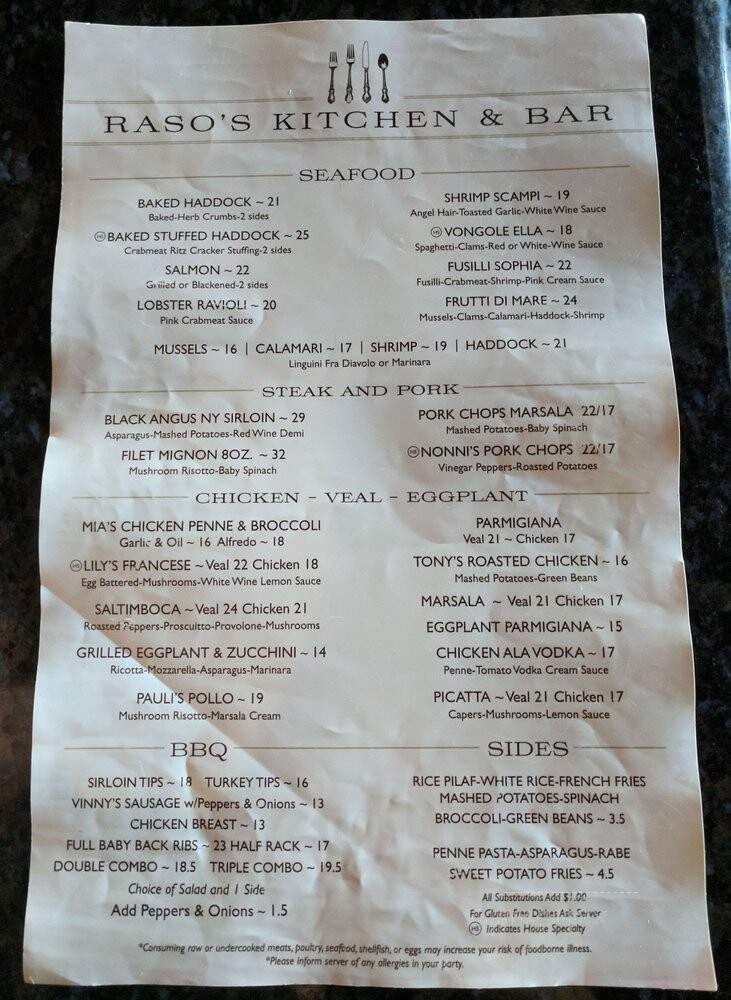 Raso's Grille & Pizzeria - Medford, MA menu_pic