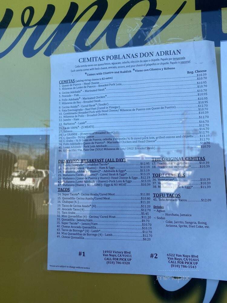 Cemitas Poblanos Don Adrian - Van Nuys, CA menu_pic