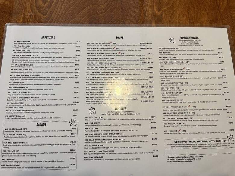 Thai Blossom - Winter Garden, FL menu_pic