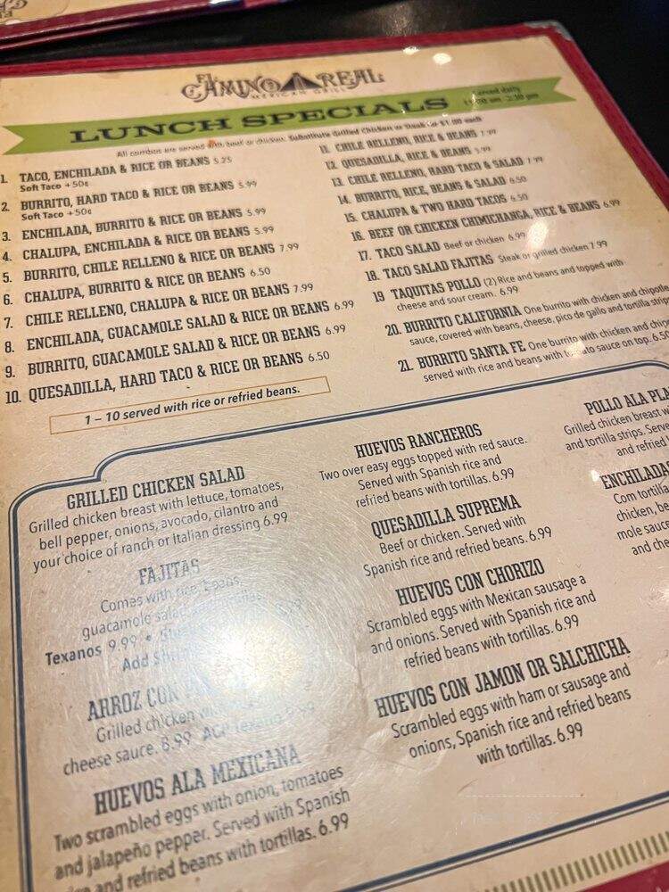 El Camino Real Mexican Grill - Greensboro, NC menu_pic