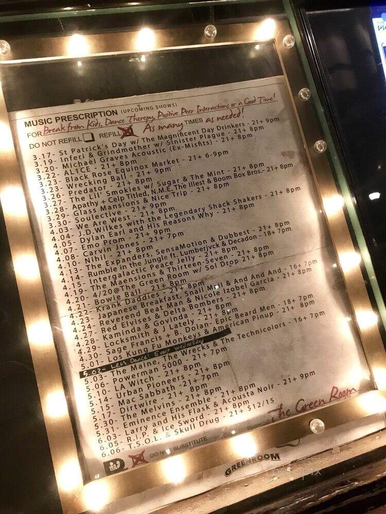 The Green Room Bar and Grill - Flagstaff, AZ menu_pic