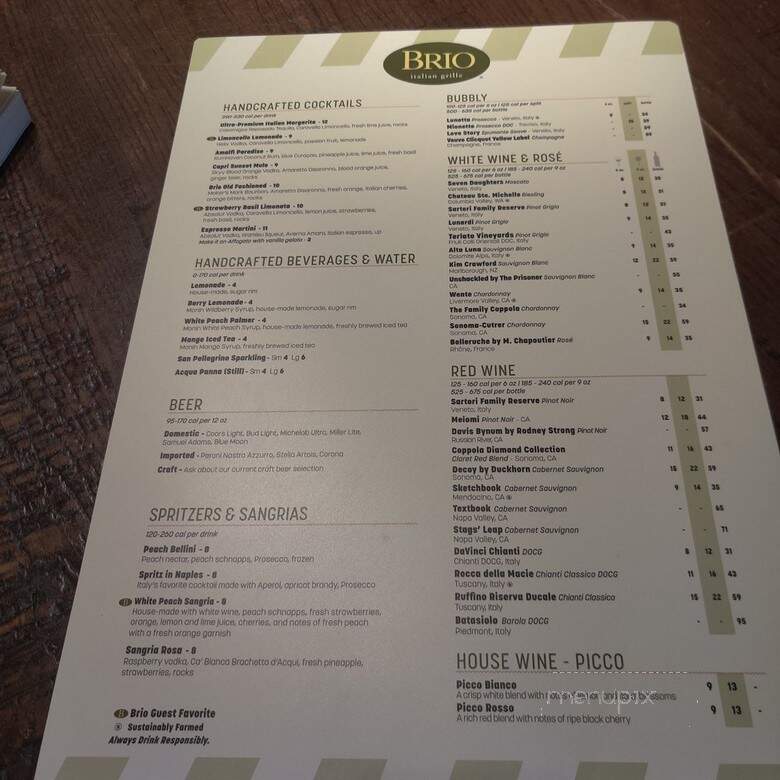 Brio Tuscan Grille - Allen, TX menu_pic