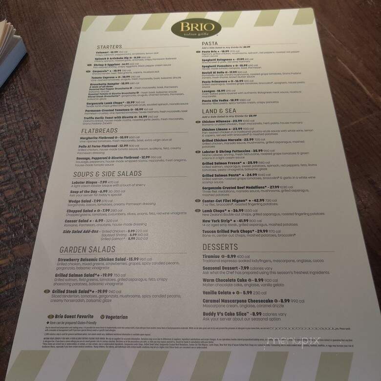Brio Tuscan Grille - Allen, TX menu_pic