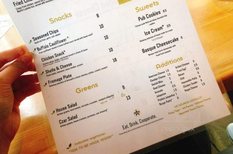 Black Star Co-Op Pub & Brewery - Austin, TX menu_pic