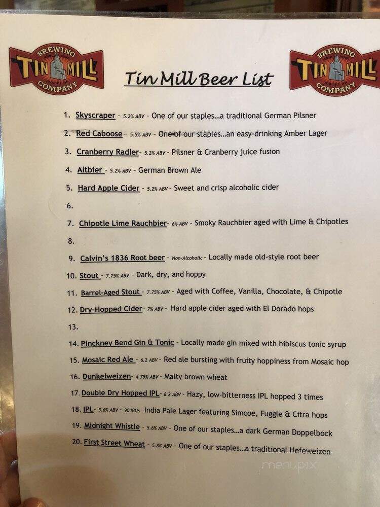Tin Mill Brewing Co - Hermann, MO menu_pic