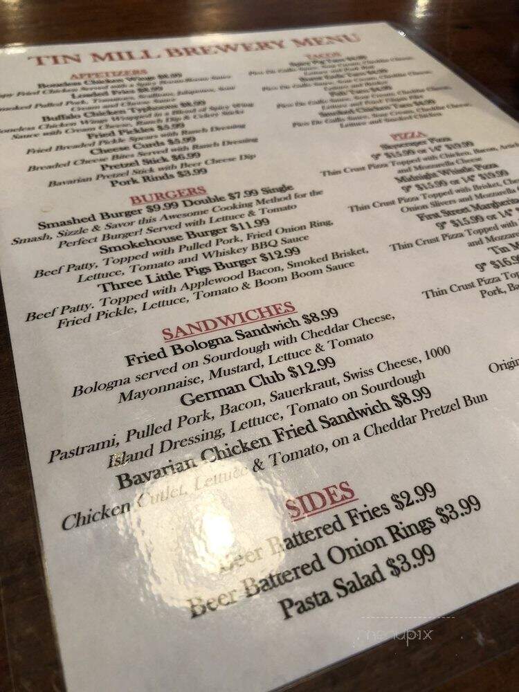 Tin Mill Brewing Co - Hermann, MO menu_pic