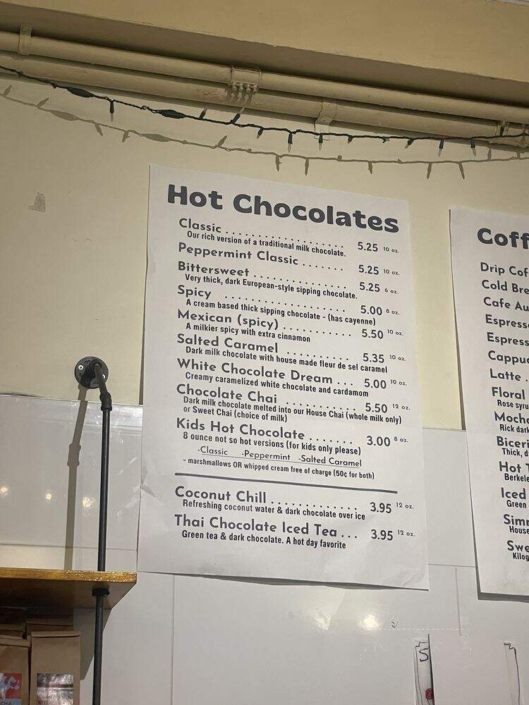 Bittersweet - a Chocolate Cafe - Oakland, CA menu_pic