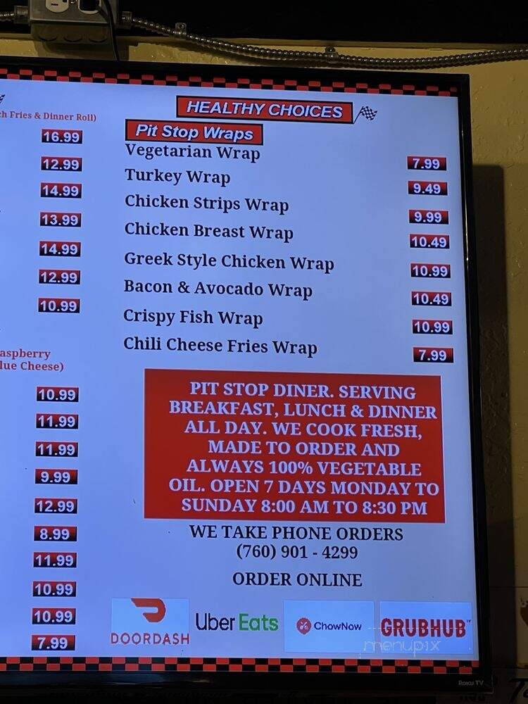 Pit Stop - Oceanside, CA menu_pic