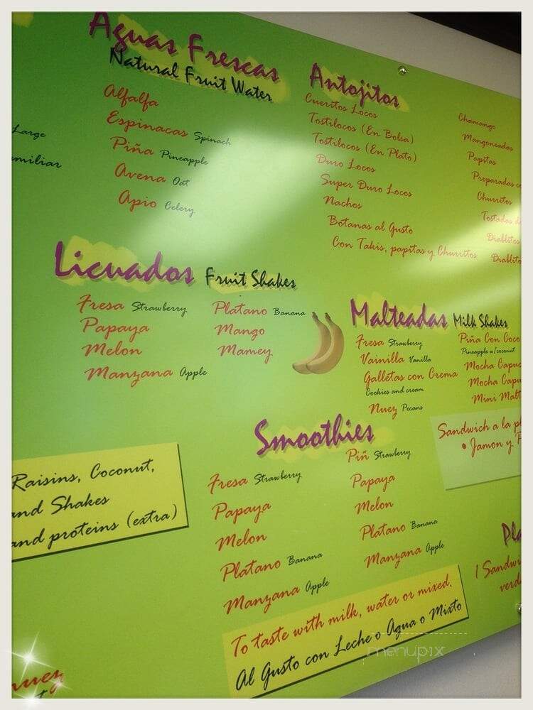 Bionicos Y Jugos Zatopan - El Monte, CA menu_pic