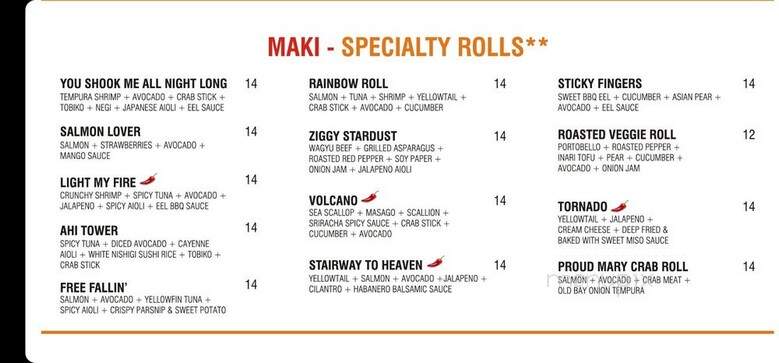 Sushi Rock - Arlington, VA menu_pic