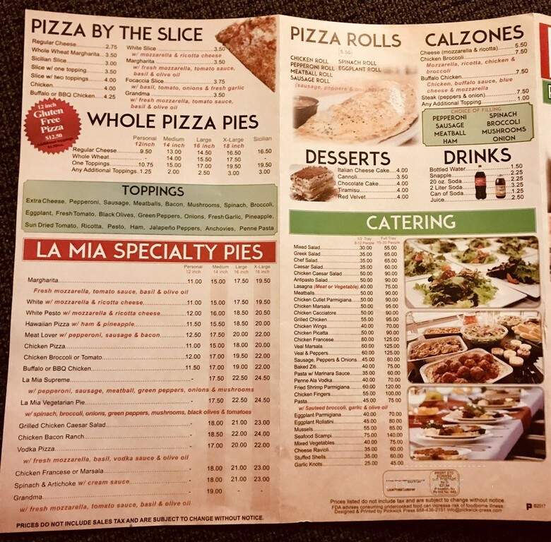 La Mia Pizza - New York, NY menu_pic