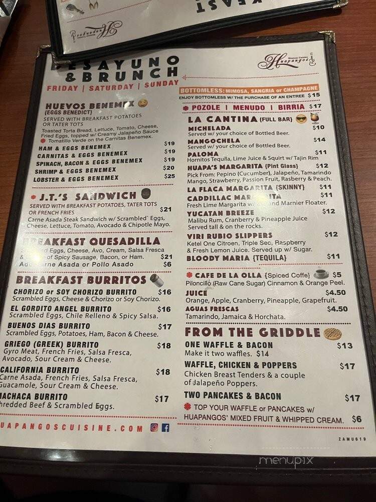 Huapangos Mexican Cuisine - San Diego, CA menu_pic