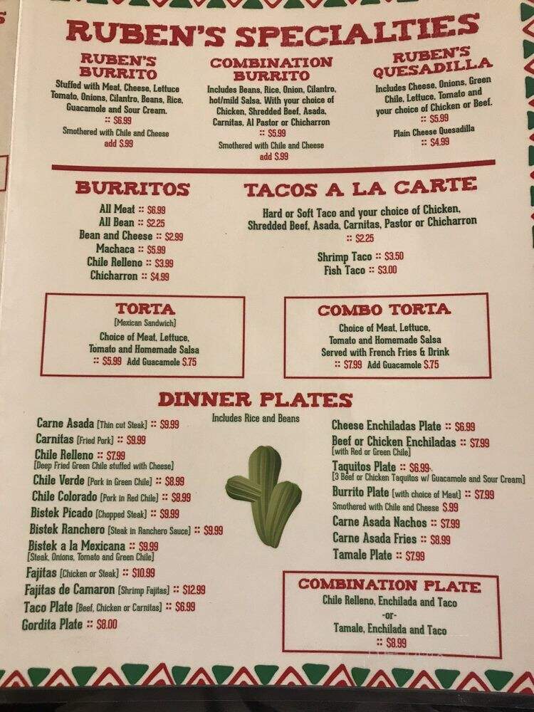 Reuben's - Albuquerque, NM menu_pic