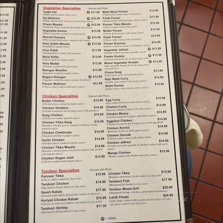 Masala Indian Cuisine - Jacksonville, FL menu_pic