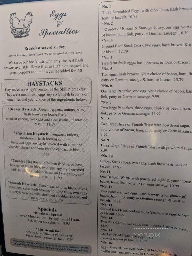 Andy's Espresso - Pasco, WA menu_pic
