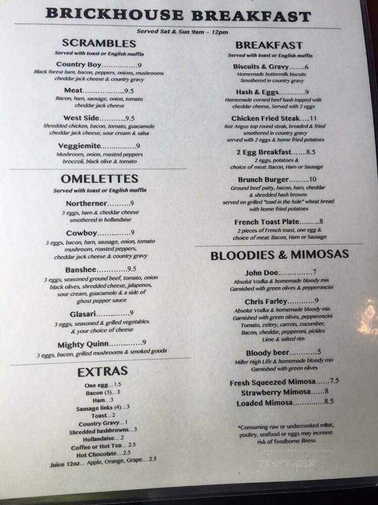 Brickhouse Bar & Grill - Vancouver, WA menu_pic