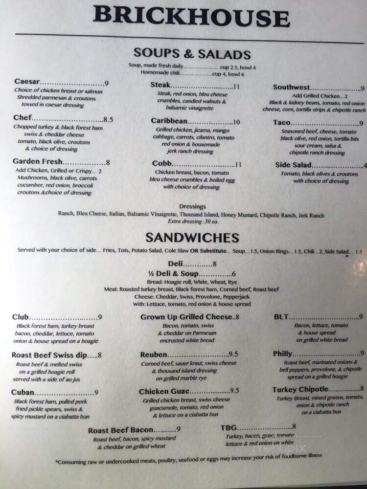 Brickhouse Bar & Grill - Vancouver, WA menu_pic