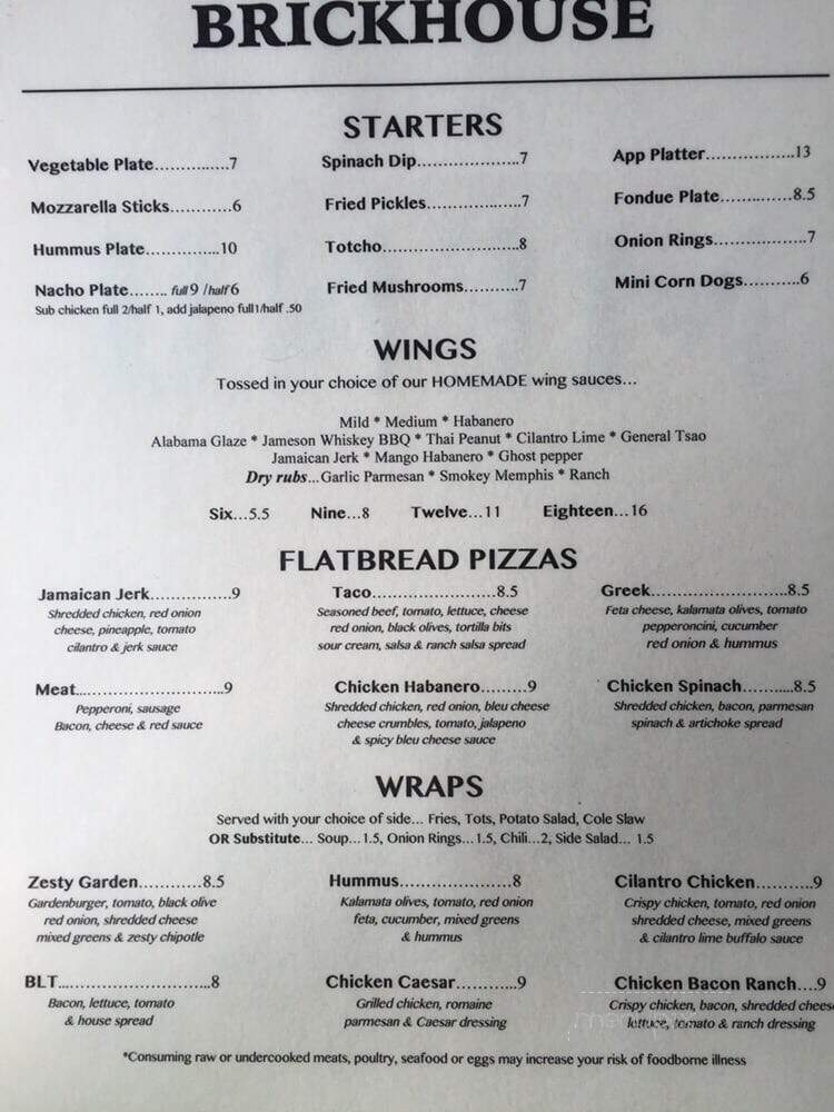 Brickhouse Bar & Grill - Vancouver, WA menu_pic