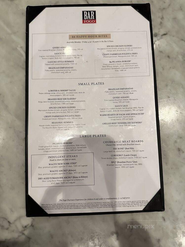 Fogo de Cho Churrascaria - Minneapolis, MN menu_pic