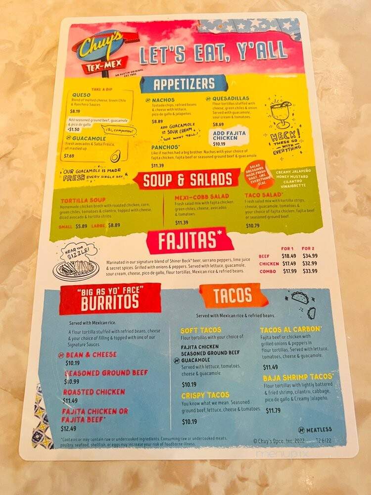 Chuy's - Houston, TX menu_pic