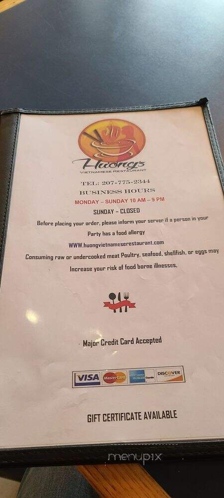 Huong Vietnamese Restaurant - Portland, ME menu_pic