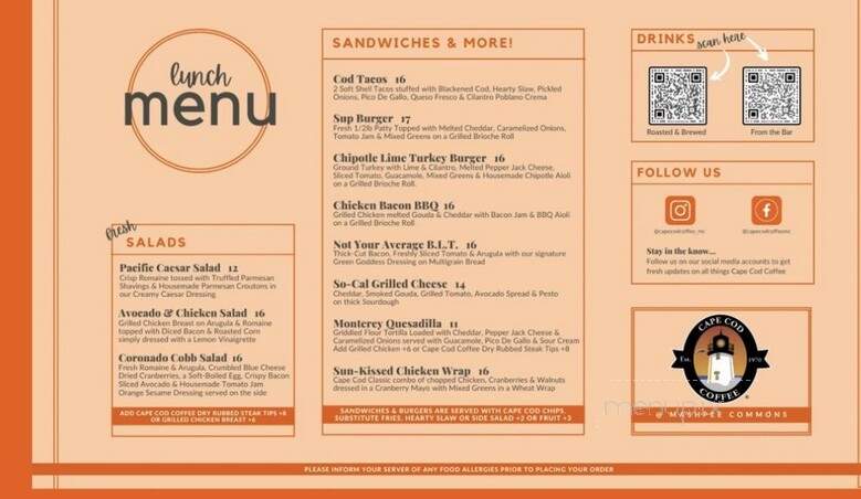 Coffee Roaster's Outlet - Mashpee, MA menu_pic
