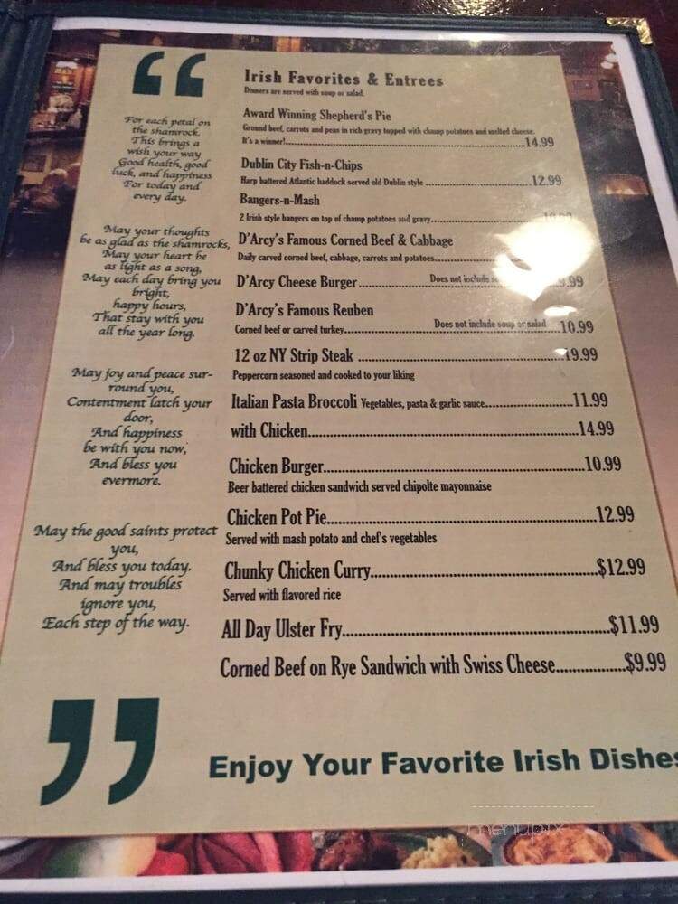 D'Arcy McGee's - Buffalo, NY menu_pic
