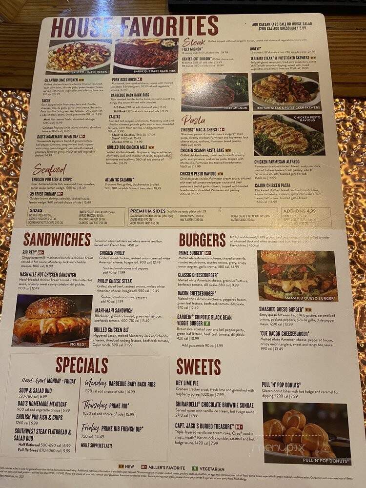 Miller's Ale House Restaurants - Hollywood, FL menu_pic