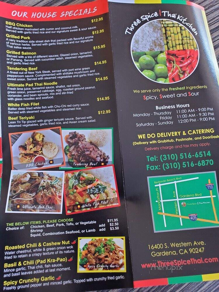 Three Spice Thai Kitchen - Gardena, CA menu_pic