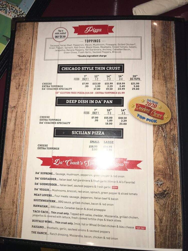 Coach's Corner - Elk Grove Village, IL menu_pic