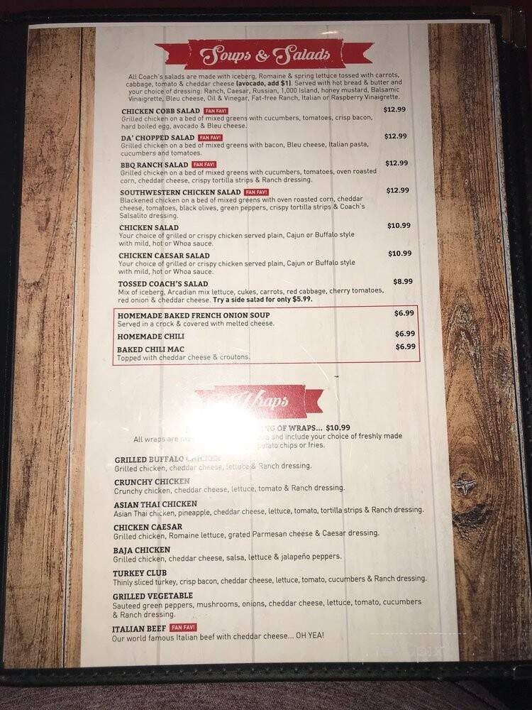 Coach's Corner - Elk Grove Village, IL menu_pic