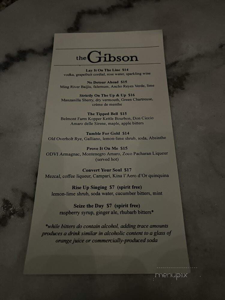 Gibson - Washington, DC menu_pic