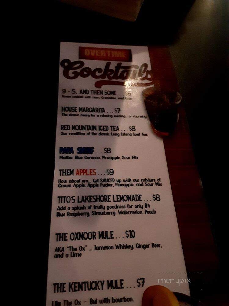 Overtime Bar - Birmingham, AL menu_pic