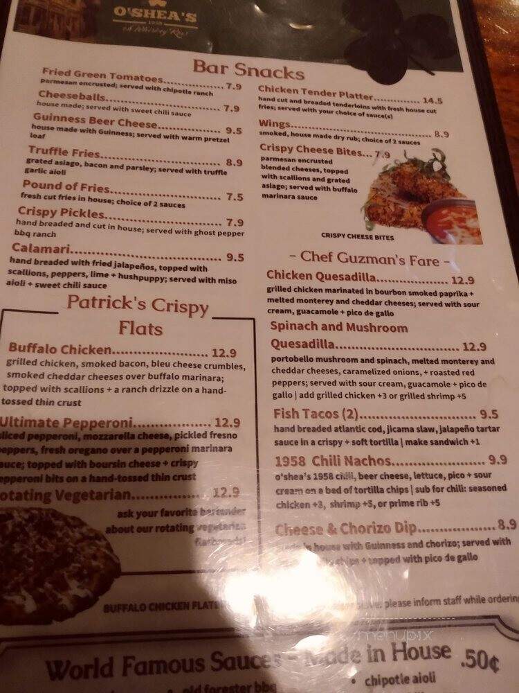 Patrick O'Shea's - Louisville, KY menu_pic