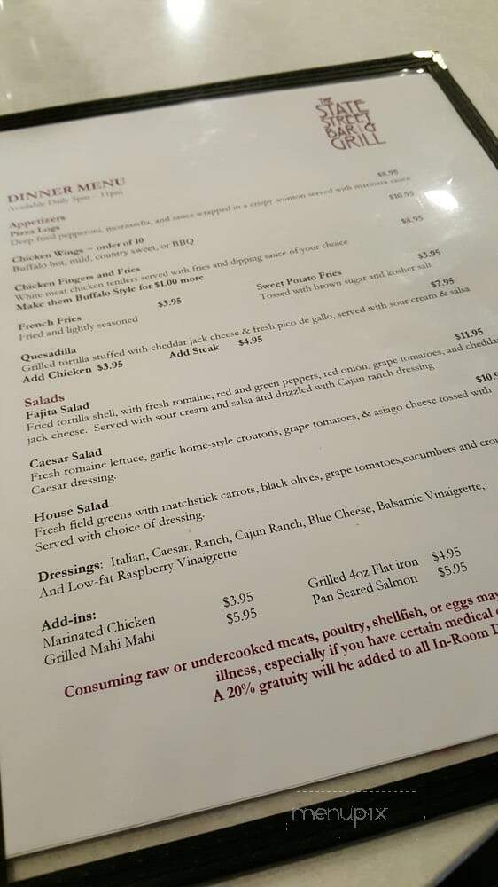 State Street Grill - Rochester, NY menu_pic