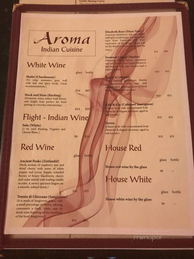 Aroma - Benicia, CA menu_pic