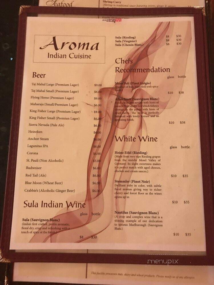 Aroma - Benicia, CA menu_pic