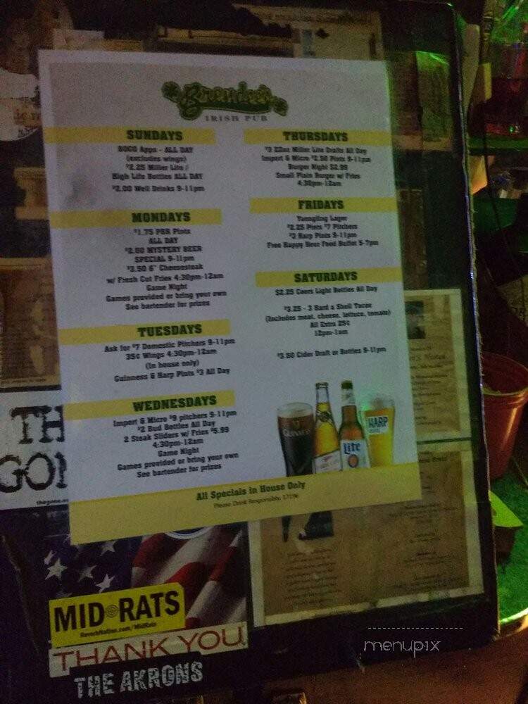 Brendee's Irish Pub - Lancaster, PA menu_pic