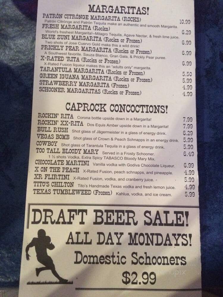 CapRock Cafe - Lubbock, TX menu_pic