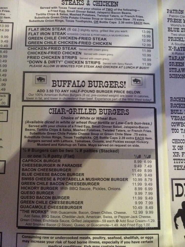 CapRock Cafe - Lubbock, TX menu_pic