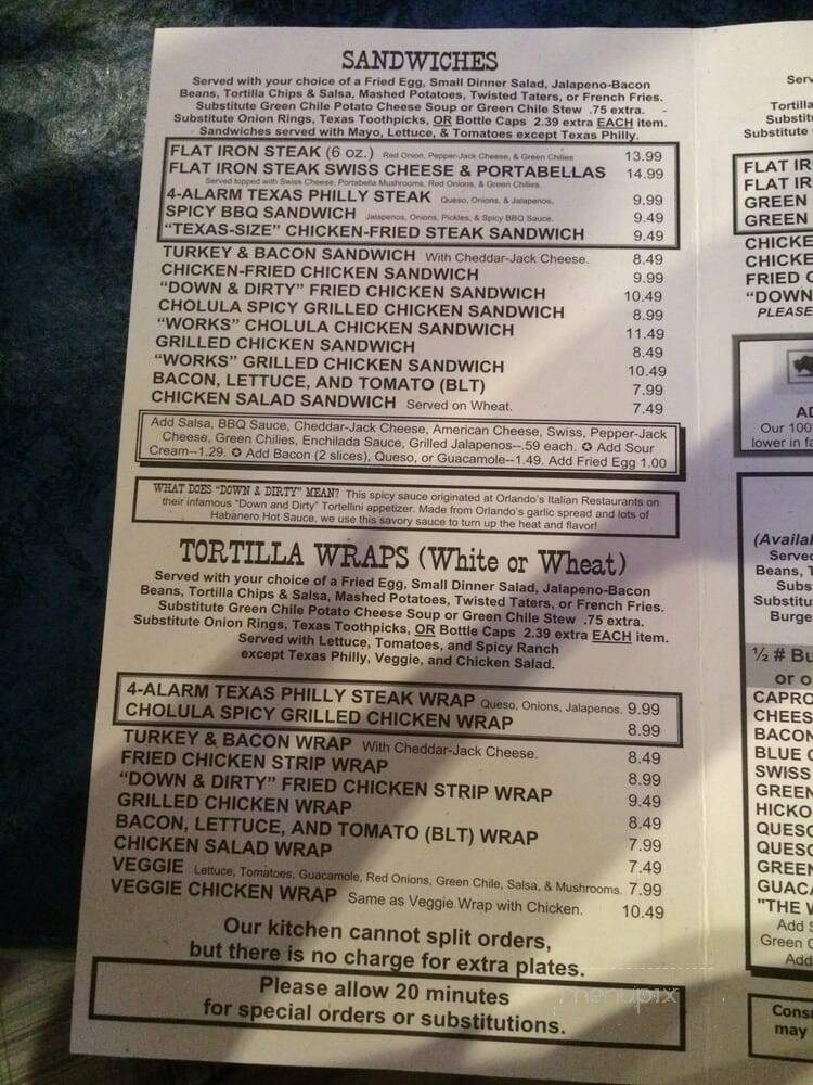 CapRock Cafe - Lubbock, TX menu_pic