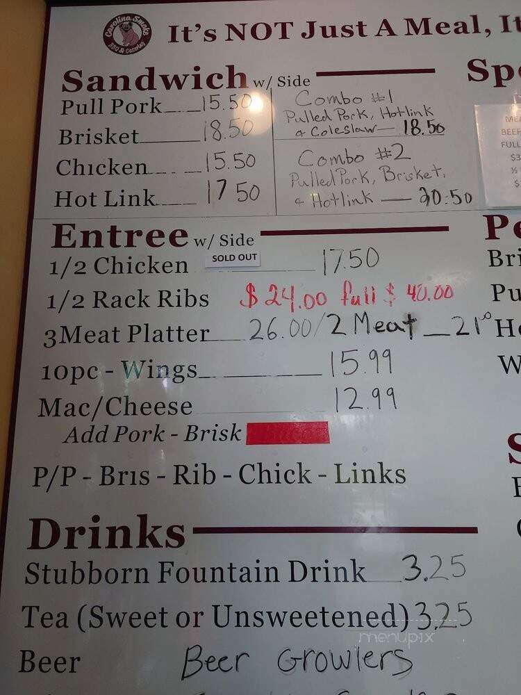 Carolina Smoke - Bothell, WA menu_pic
