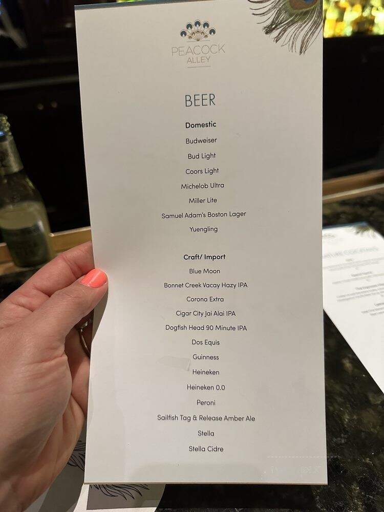 Peacock Alley - Orlando, FL menu_pic