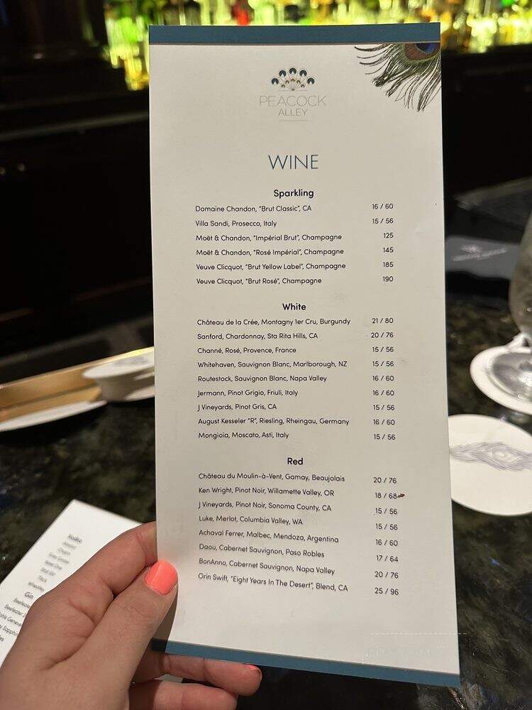 Peacock Alley - Orlando, FL menu_pic