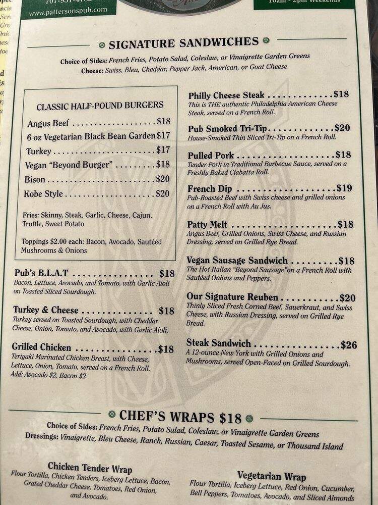 The Publican Windsor - Mendocino, CA menu_pic