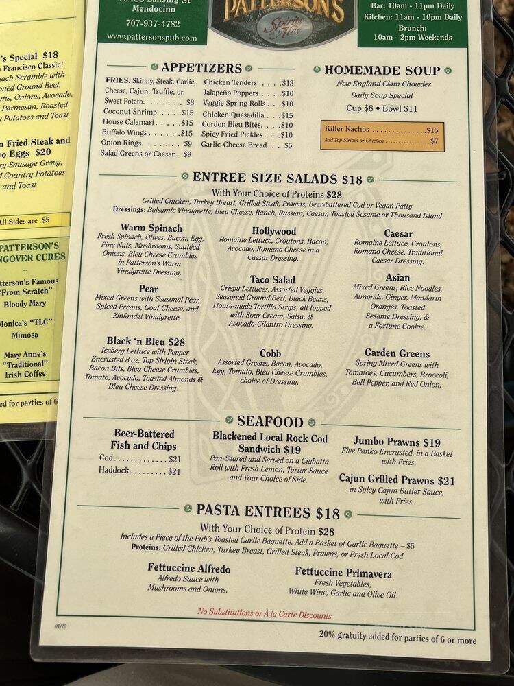 The Publican Windsor - Mendocino, CA menu_pic