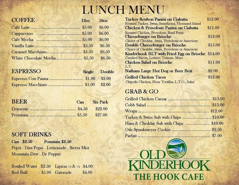 Hook Cafe at Old Kinderhook - Camdenton, MO menu_pic