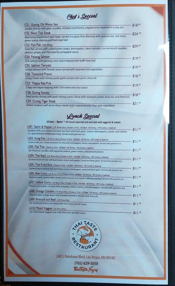 Thai Taste - Las Vegas, NV menu_pic
