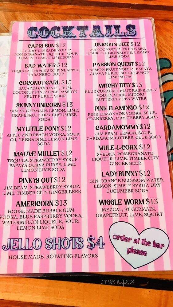 Unicorn - Seattle, WA menu_pic